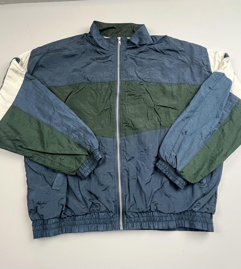 Vintage Winner Jacket Mens XL Blue Green Colorblock Full Zip Windbreaker 90s